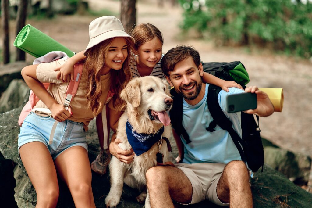 Family on vacation in the forest