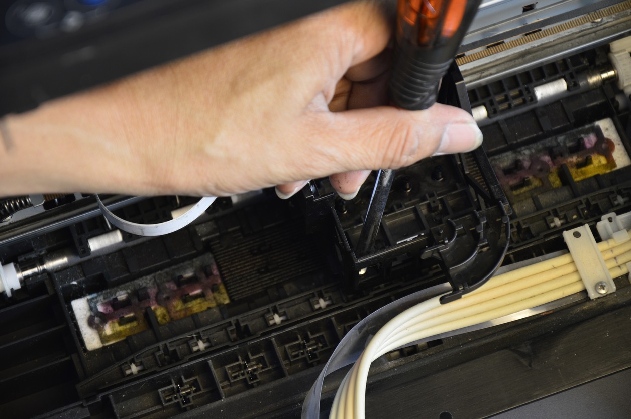 top view, mechanic fixing printer, fixing printhead